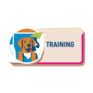 Ultimutts Singapore's 'Training', featuring a cartoon Labrador holding a green leaf.