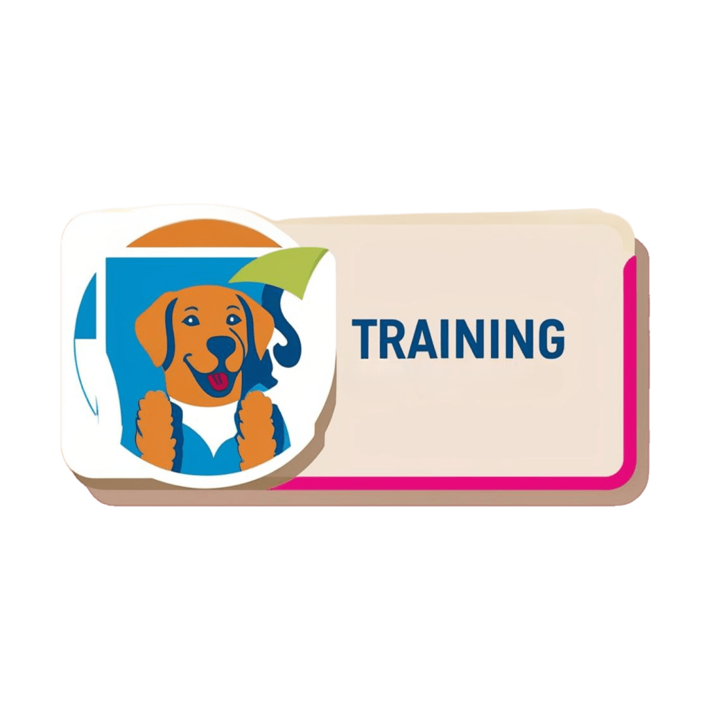 Ultimutts Singapore's 'Training', featuring a cartoon Labrador holding a green leaf.